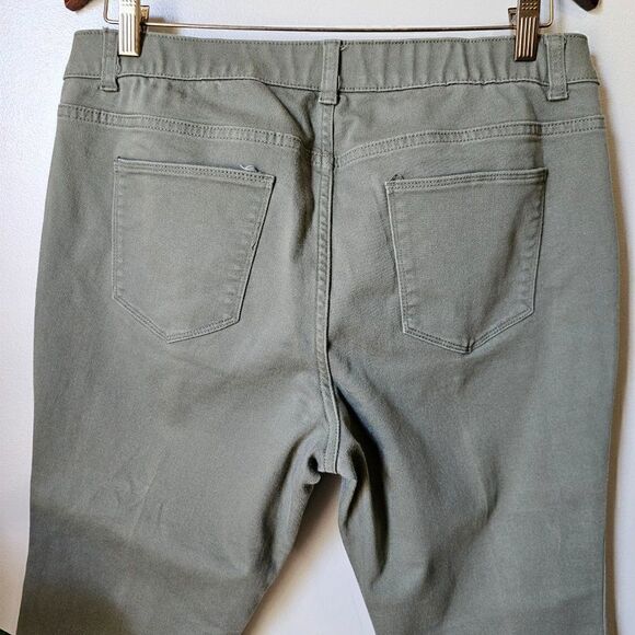 EUC CHRISTOPHER & BANKS SIGNATURE SLIMMING PETITE CAMO GREEN STRETCHY PANTS 12P - Picture 5 of 12